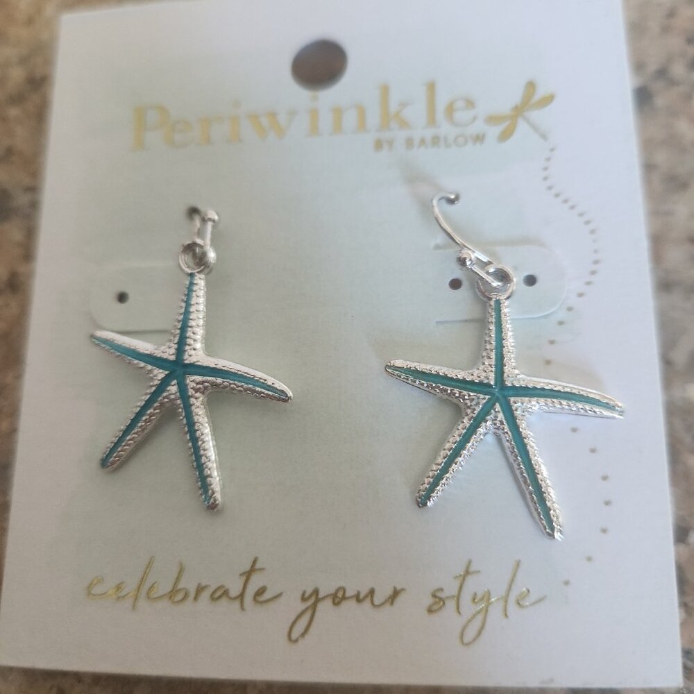 Silver and Turquoise Starfish Earrings,  Periwinkle by Barlow